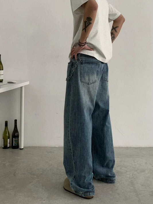 RT No. 18812 WASHED BLUE WIDE BAGGY JEANS