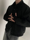 RT No. 18289 BLACK STAND COLLAR ZIP COAT JK