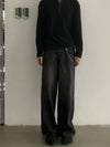 RT No. 18890 WASHED BLACK SCIMITAR STRAIGHT JEANS