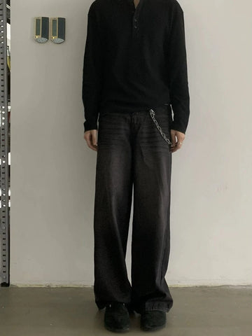 RT No. 18890 WASHED BLACK SCIMITAR STRAIGHT JEANS