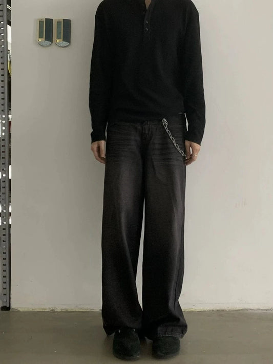 RT No. 18890 WASHED BLACK SCIMITAR STRAIGHT JEANS