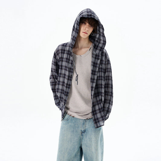 RT No. 18513 PLAID HOODED SHIRT