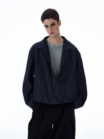 RT No. 20016 BLUE V-NECK DENIM PULLOVER JK