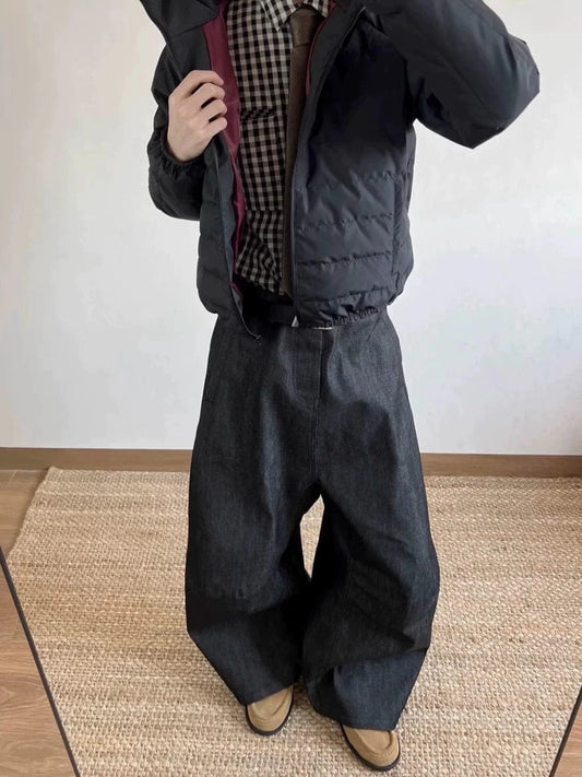 RT No. 19608 BLACK DENIM BAGGY STRAIGHT JEANS