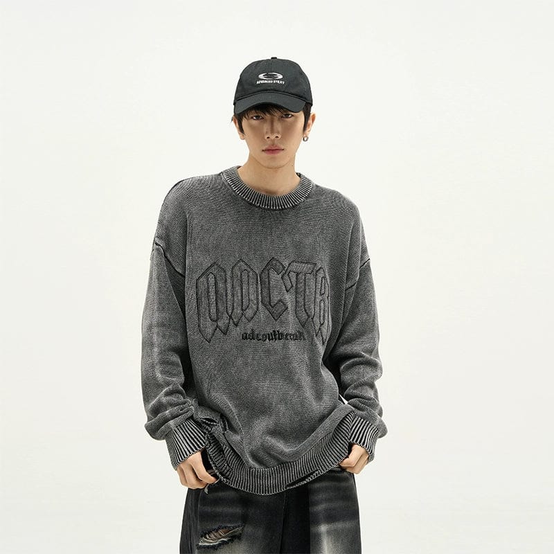 RT No. 10086 KNIT GOTHIC LETTER CREWNECK SWEATER