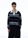 RT No. 20027 STRIPED POLO COLLAR SWEATER