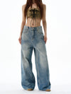 RT No. 19582 WASHED BLUE DENIM STRAIGHT JEANS
