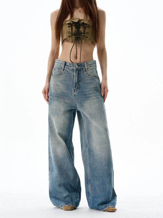 RT No. 19582 WASHED BLUE DENIM STRAIGHT JEANS