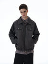 RT No. 20024 GRAY ZIP DENIM JK