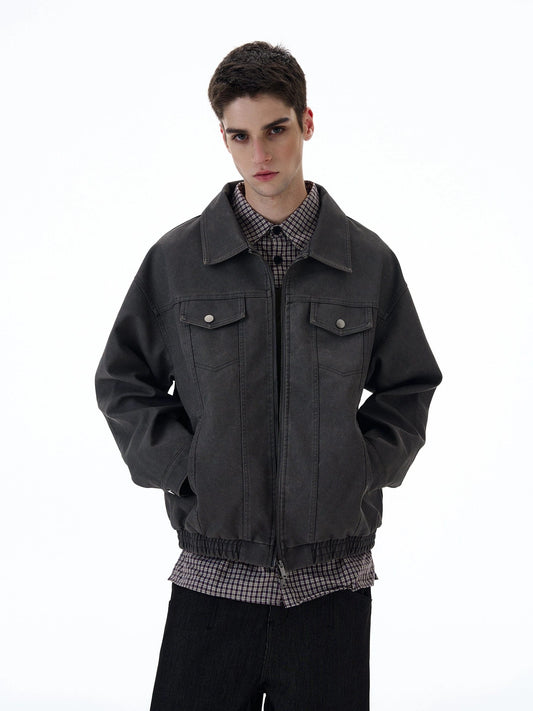 RT No. 20024 GRAY ZIP DENIM JK
