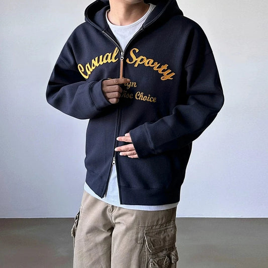 RT No. 25015 EMBROIDERED CURSIVE ZIP HOODIE