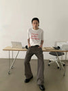 RT No. 19733 CEMENT ASH STRIAGHT JEANS