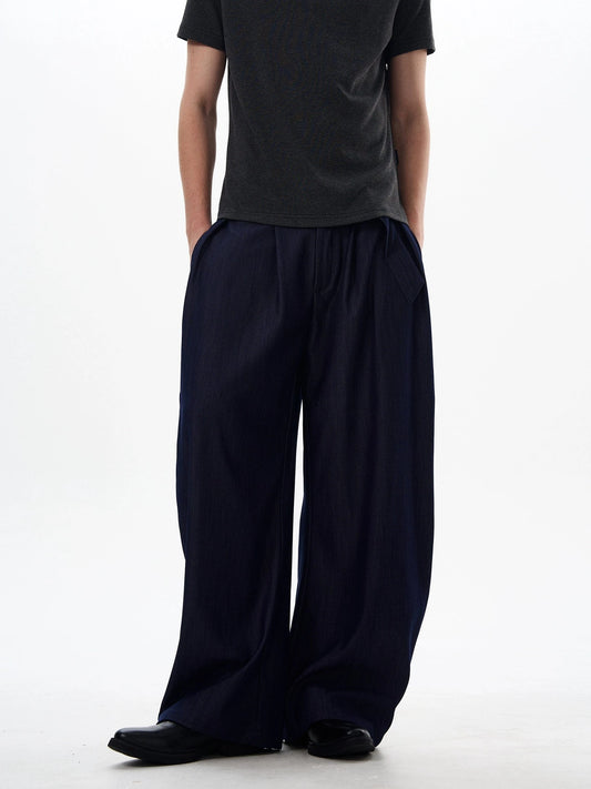 RT No. 18044 PLEATED BELT WIDE STRAIGHT PANTS