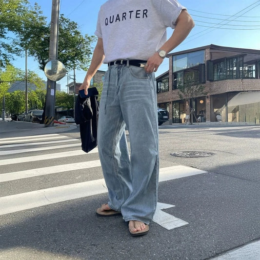 RT No. 19047 WHISKER WASHED WIDE STRAIGHT PANTS