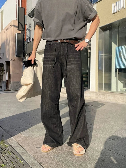 RT No. 19047 WHISKER WASHED WIDE STRAIGHT PANTS
