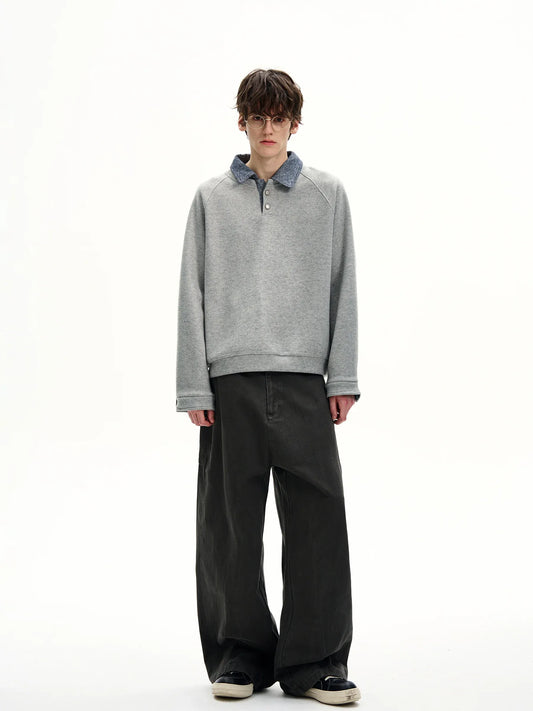 RT No. 50263 DENIM COLLAR SWEATER