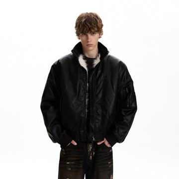 RT No. 58022 WOLF COLLAR LEATHER JACKET