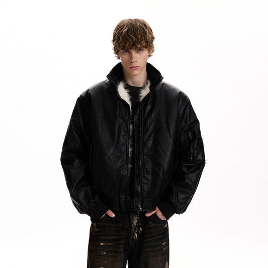 RT No. 58022 WOLF COLLAR LEATHER JACKET