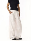 RT No. 18207 WHITE PLEATED PARACHUTE PANTS