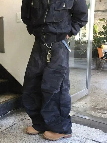 RT No. 31077 BLACK WIDE STRAIGHT PANTS