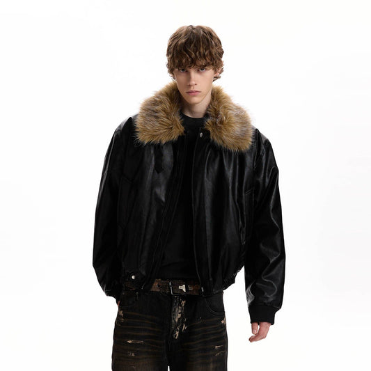RT No. 55012 UTILITY FUR COLLAR LEATHER JACKET