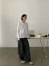 RT No. 19846 PLEATED BLACK GRID SCIMITAR PANTS