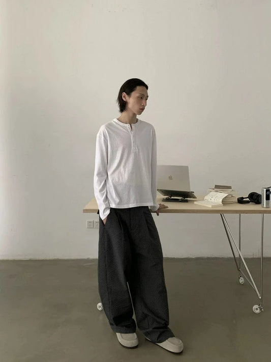 RT No. 19846 PLEATED BLACK GRID SCIMITAR PANTS