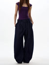 RT No. 18044 PLEATED BELT WIDE STRAIGHT PANTS