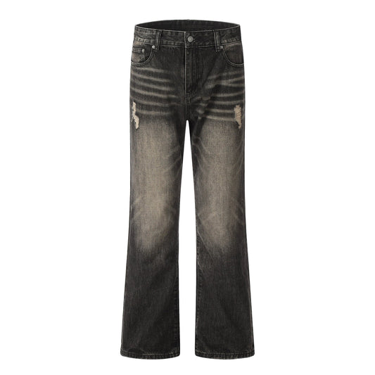 RT No. 11505 WASHED BLACK DISTRESSED DENIM JEANS