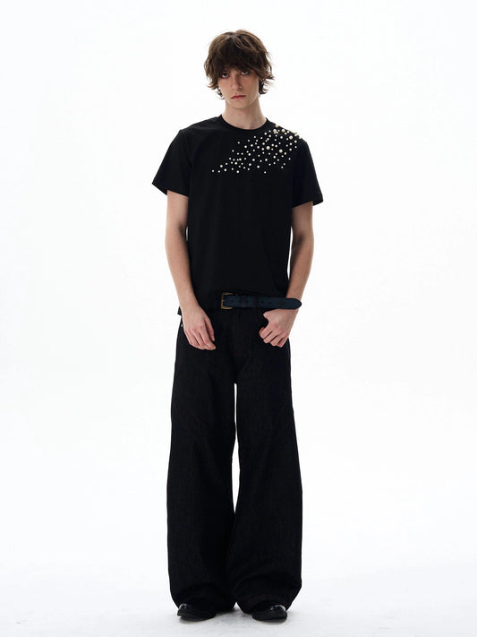 RT No. 18046 BLACK SCIMITAR DENIM STRAIGHT JEANS