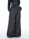 RT No. 20031 PLEATED GRAY PLAID BAGGY STRAIGHT PANTS