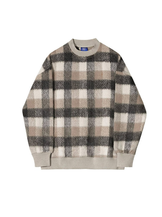 RT No. 10175 KNIT PLAID CREWNECK SWEATER