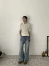 RT No. 19504 WHISKER WASHED DENIM STRAIGHT JEANS
