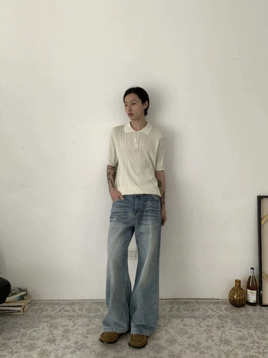 RT No. 19504 WHISKER WASHED DENIM STRAIGHT JEANS