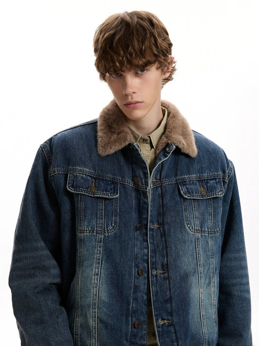 RT No. 40611 FLEECE COLLAR DENIM JACKET