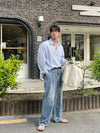 RT No. 19040 PLEATED DENIM STRAIGHT JEANS