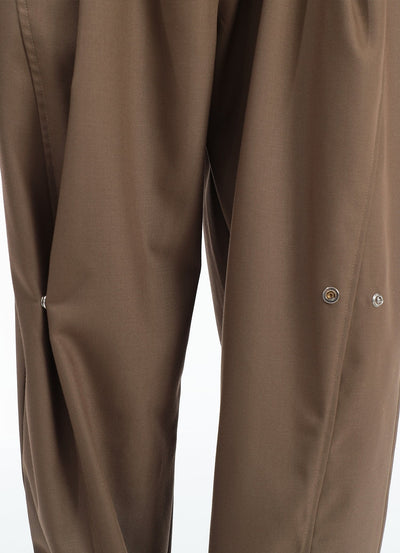 RT No. 9800 DARK BROWN FOLDED SUIT STRAIGHT PANTS