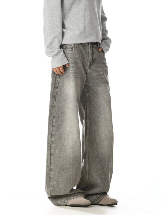RT No. 32024 WHISKER WASH WIDE STRAIGHT JEANS
