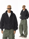 RT No. 19803 ASH BLACK RECONSTRUCTED ZIP UP HOODIE