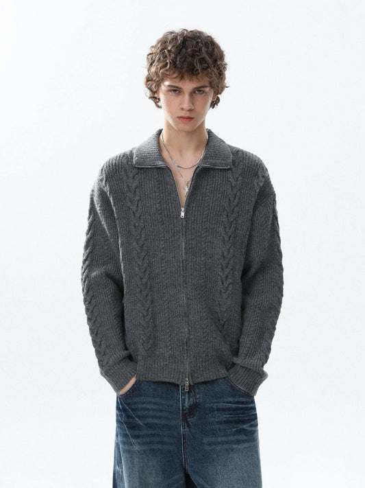 RT No. 50222 KNITWEAR TWIST ZIPPER SWEATER