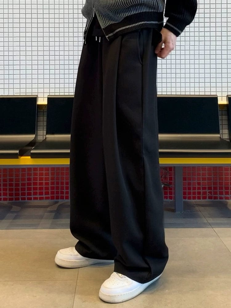 RT No. 11520 BLACK FOLDED PLEATED STRAIGHT PANTS