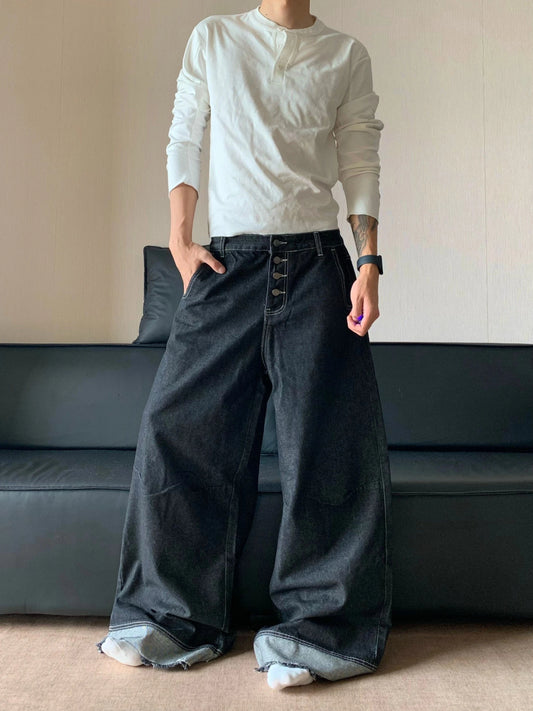 RT No. 32006 WASHED BAGGY STRAIGHT DENIM JEANS