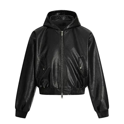 RT No. 50122 SILHOUETTE HOODED LEATHER JACKET