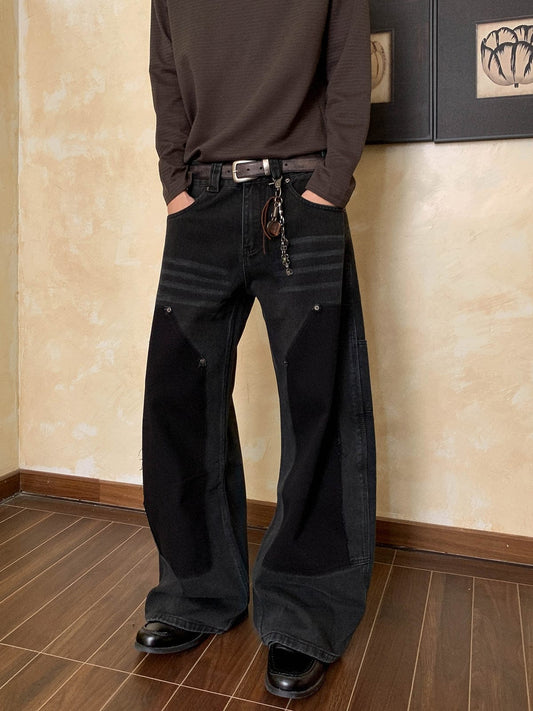 RT No. 58049 CONTRAST BLACK LUMBERJACK SCIMITAR PANTS