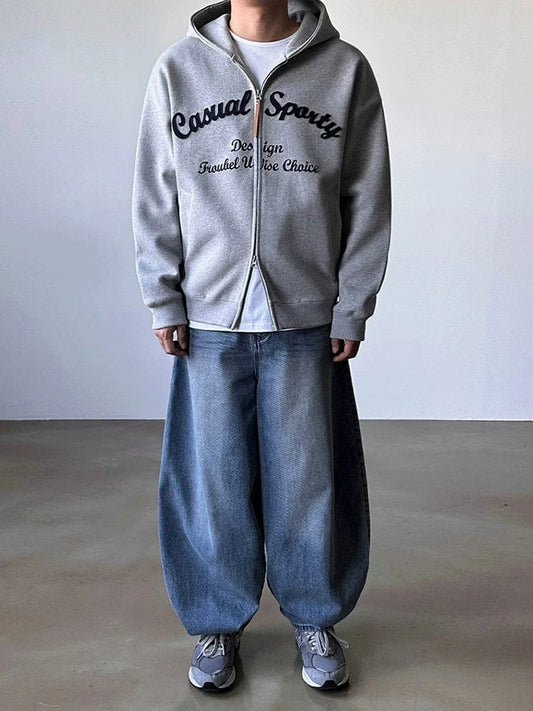 RT No. 25015 EMBROIDERED CURSIVE ZIP HOODIE