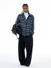 RT No. 19559 KNIT BLUE PLAID SHIRT JK