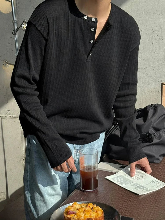RT No. 18502 KNIT HENRY COLLAR LONG SLEEVE