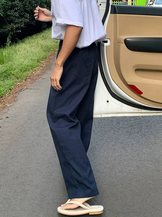 RT No. 11508 BLUE LINEN CASUAL PANTS