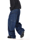 RT No. 12543 RECONSTRUCTED BLUE WORKWEAR BAGGY JEANS