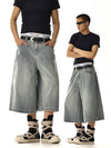 RT No. 18120 GRAY WASHED DENIM SHORTS